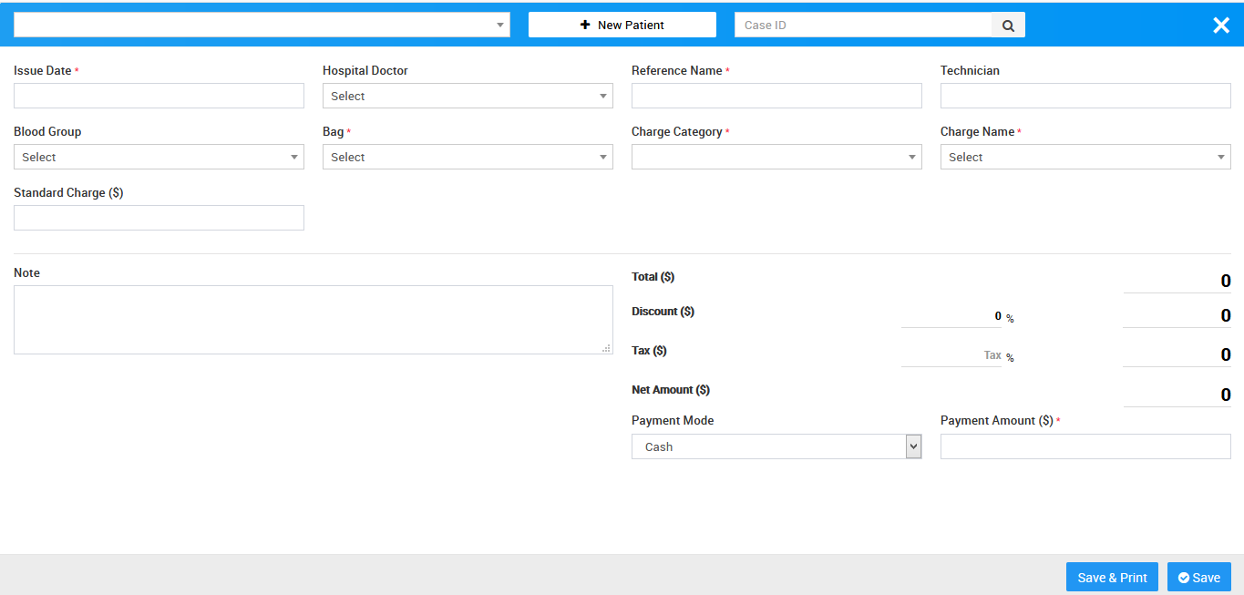 bllodbank generate bill
